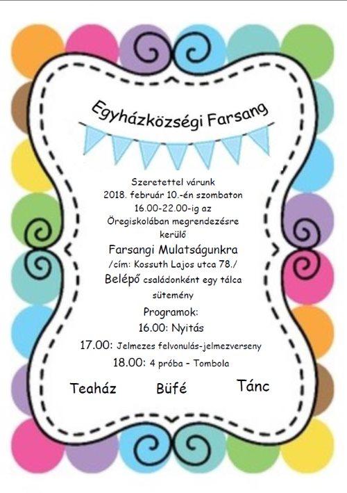 Egyházközségi FARSANG 2018